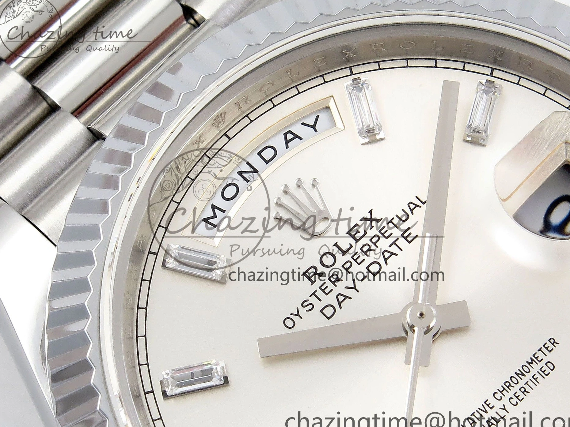 MiroTime 0226 GoodFit DayDate 40 SS JDF 904L Steel Silver Crystal Dial on President Bracelet VR3255 V3 (Gain Weight) 1431